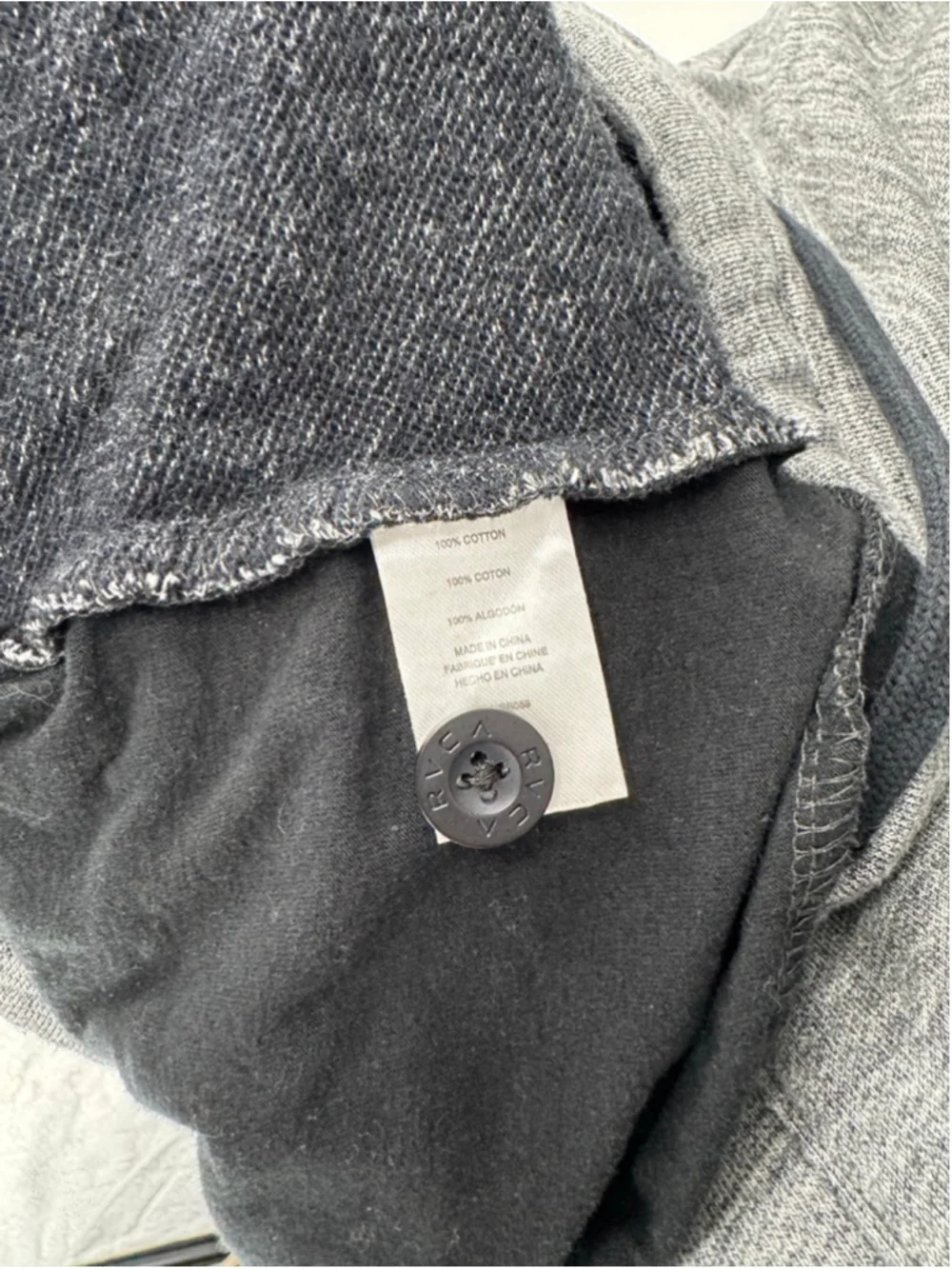 RVCA Men's Gray Black Hoodie Sweatshirt S